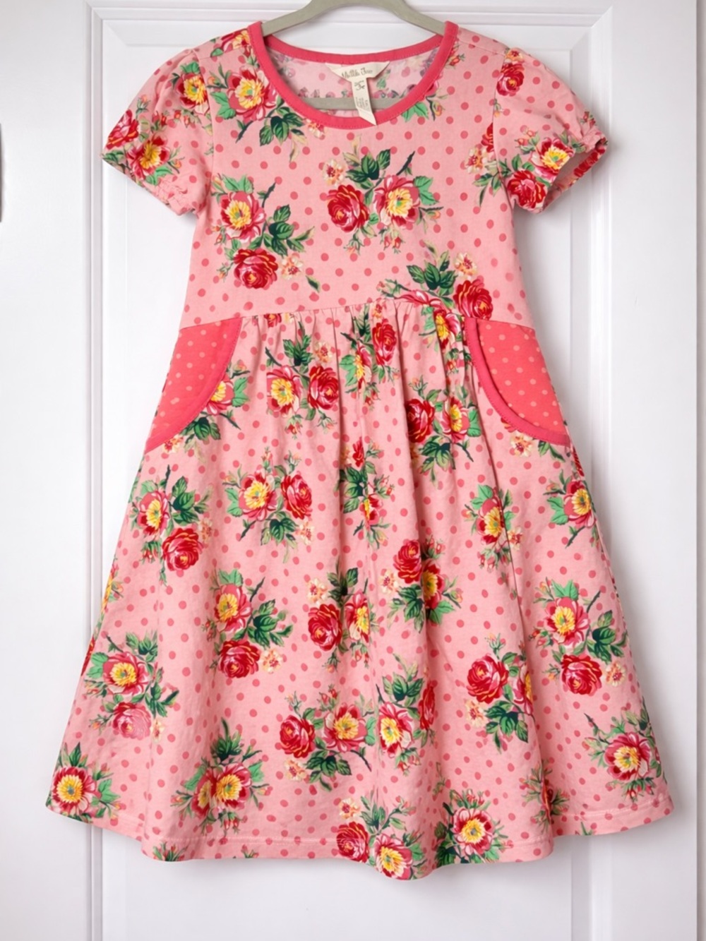 Matilda Jane Pink Floral & Coral Pocket Dress
